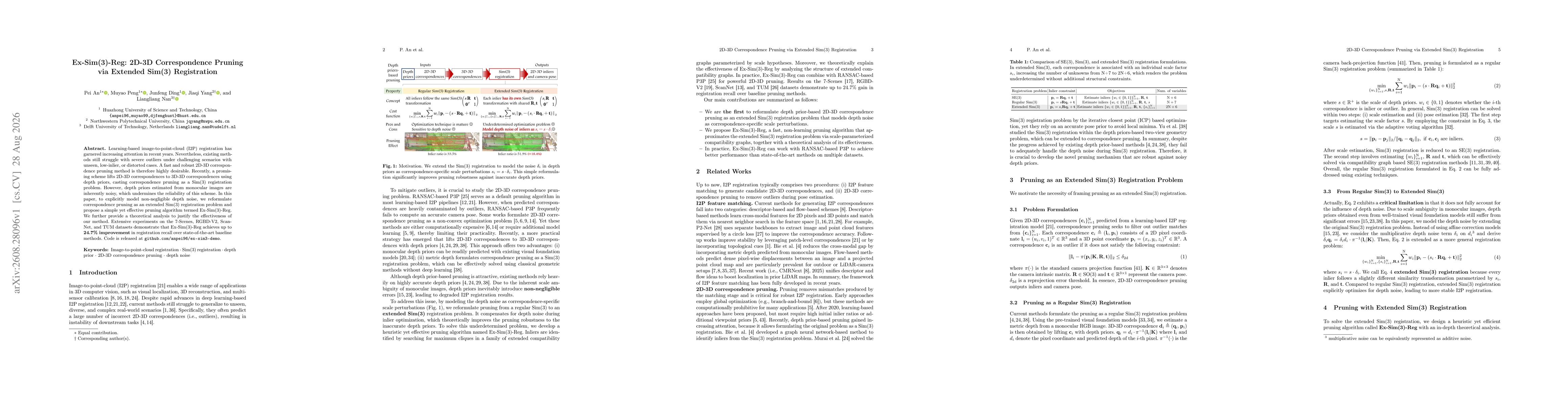 Thumbnail for Ex-Sim(3)-Reg: 2D-3D Correspondence Pruning via Extended Sim(3) Registration
