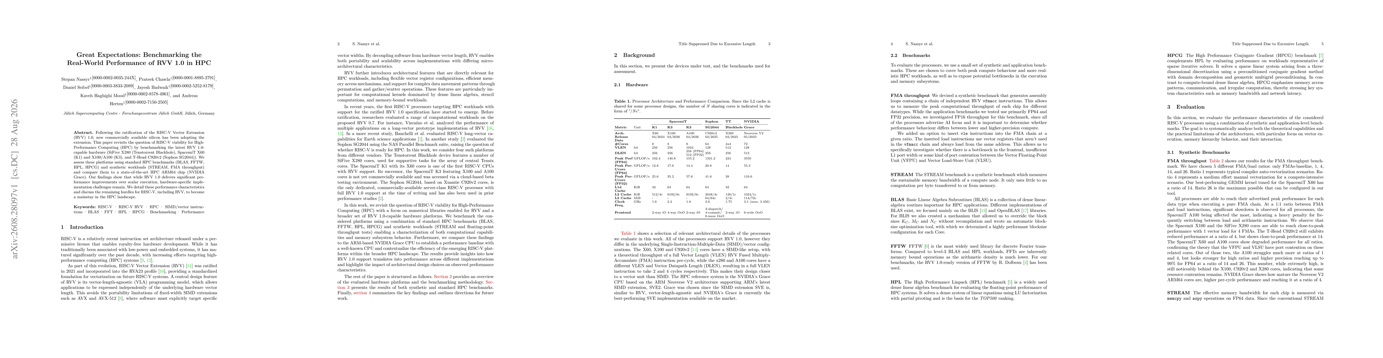 Thumbnail for Great Expectations: Benchmarking the Real-World Performance of RVV 1.0 in HPC