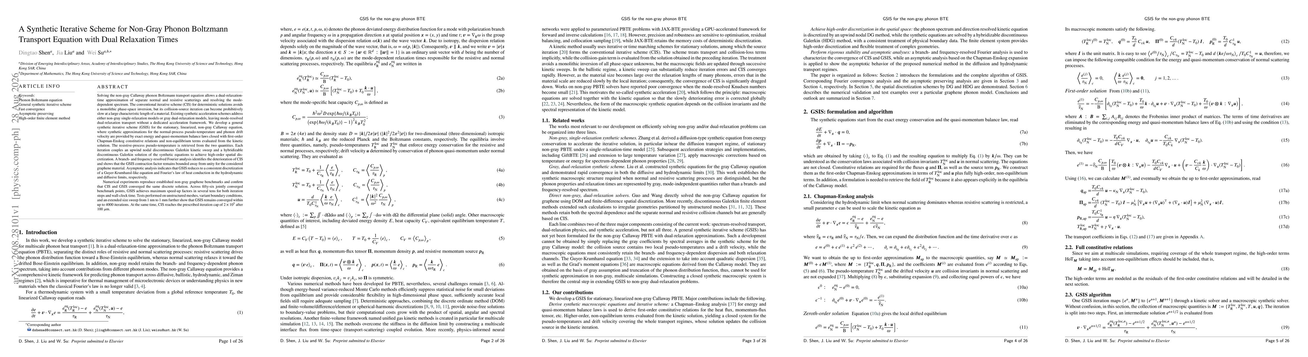 Thumbnail for A Synthetic Iterative Scheme for Non-Gray Phonon Boltzmann Transport Equation with Dual Relaxation Times