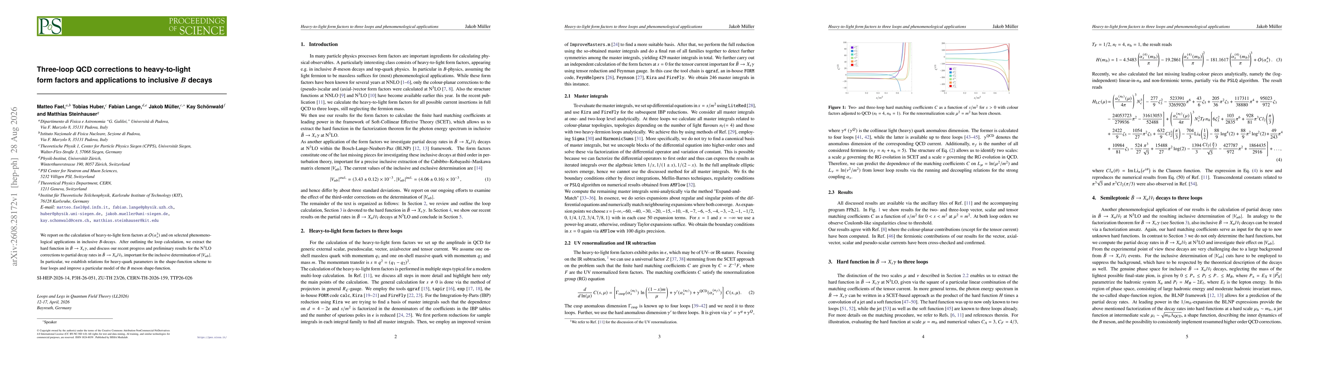 Thumbnail for Three-loop QCD corrections to heavy-to-light form factors and applications to inclusive $B$ decays