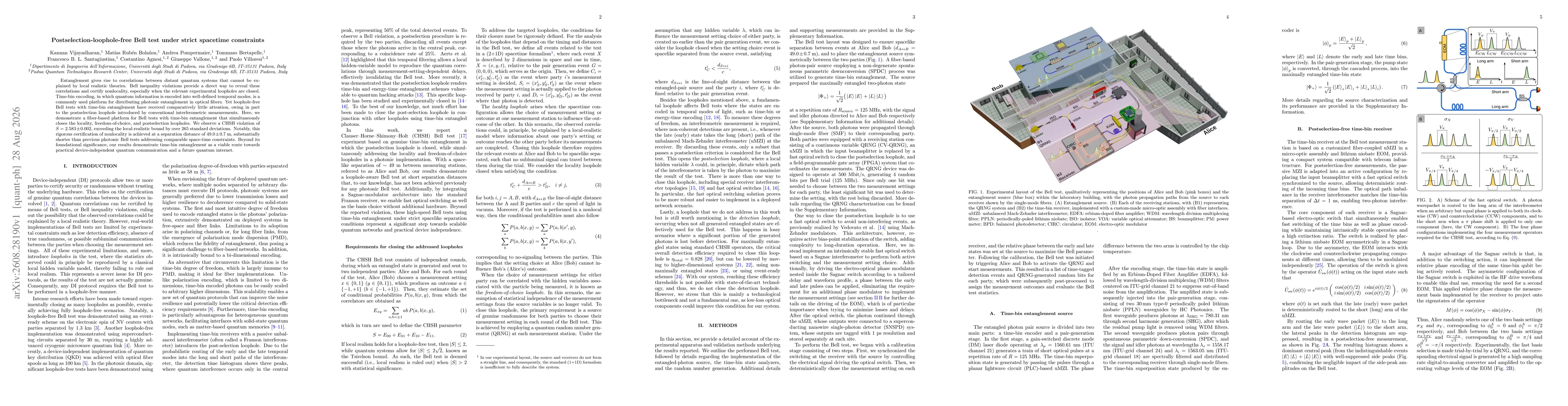 Thumbnail for Postselection-loophole-free Bell test under strict spacetime constraints