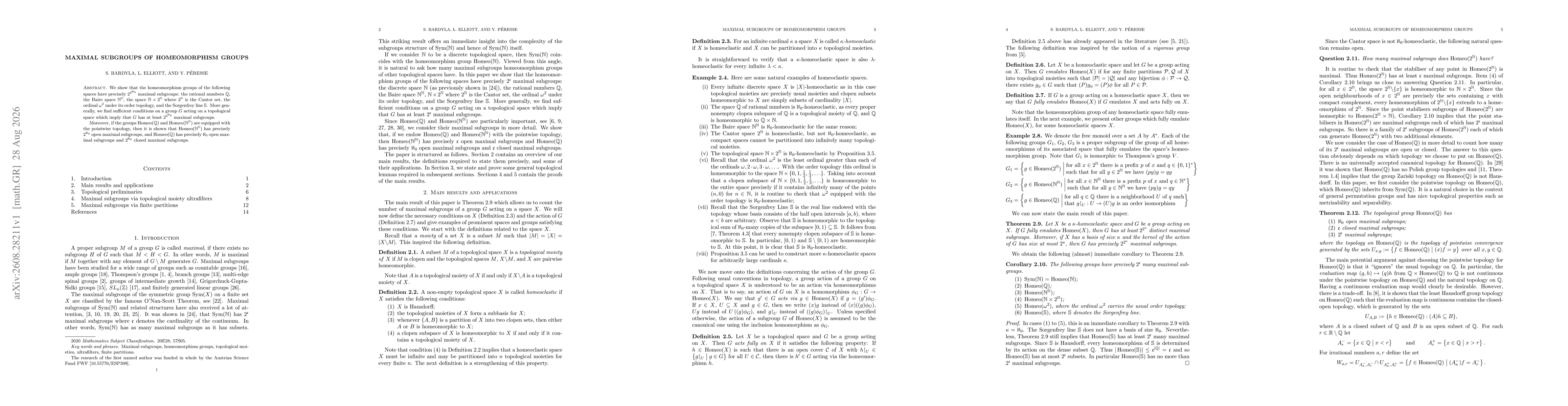 Thumbnail for Maximal subgroups of homeomorphism groups