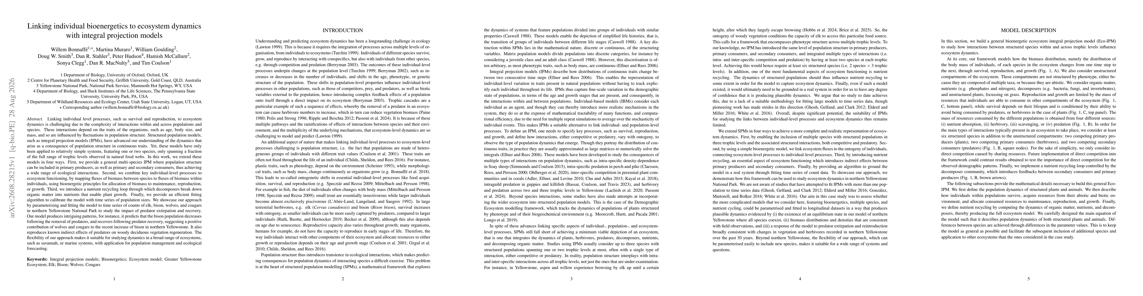 Thumbnail for Linking individual bioenergetics to ecosystem dynamics with integral projection models