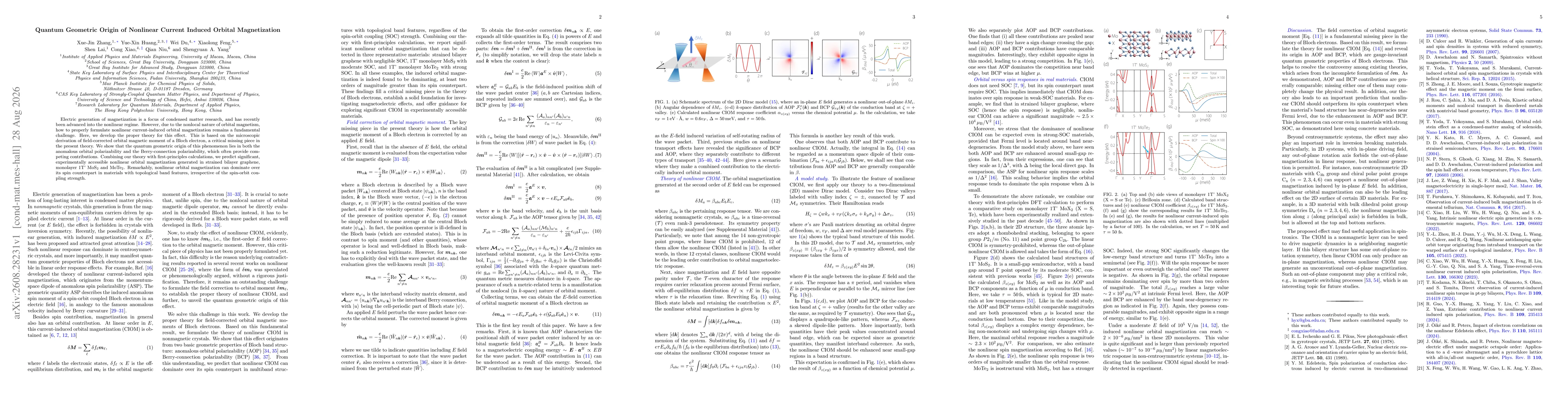 Thumbnail for Quantum Geometric Origin of Nonlinear Current Induced Orbital Magnetization
