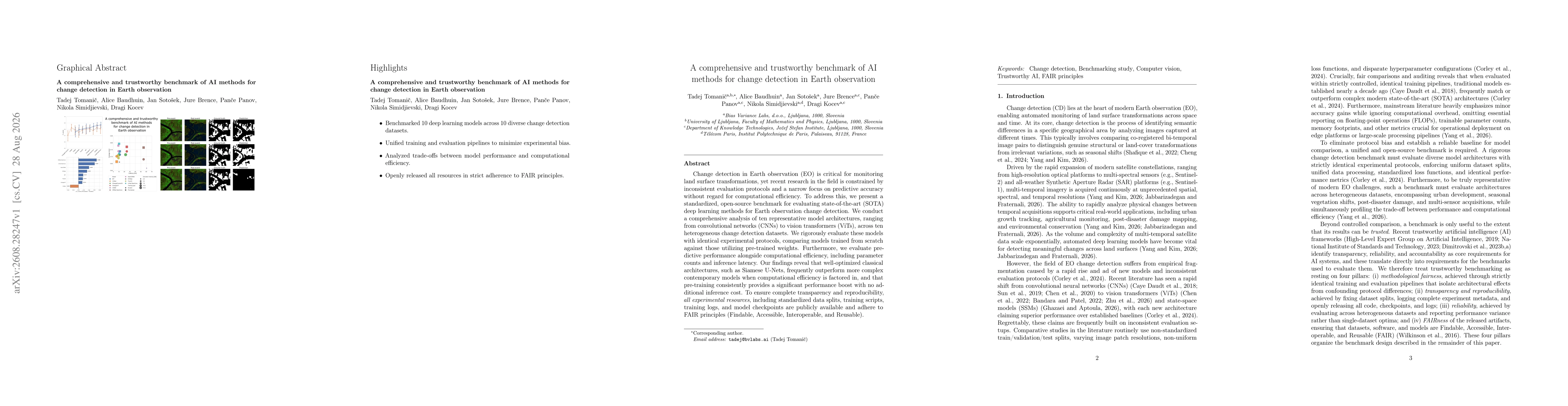 Thumbnail for A comprehensive and trustworthy benchmark of AI methods for change detection in Earth observation