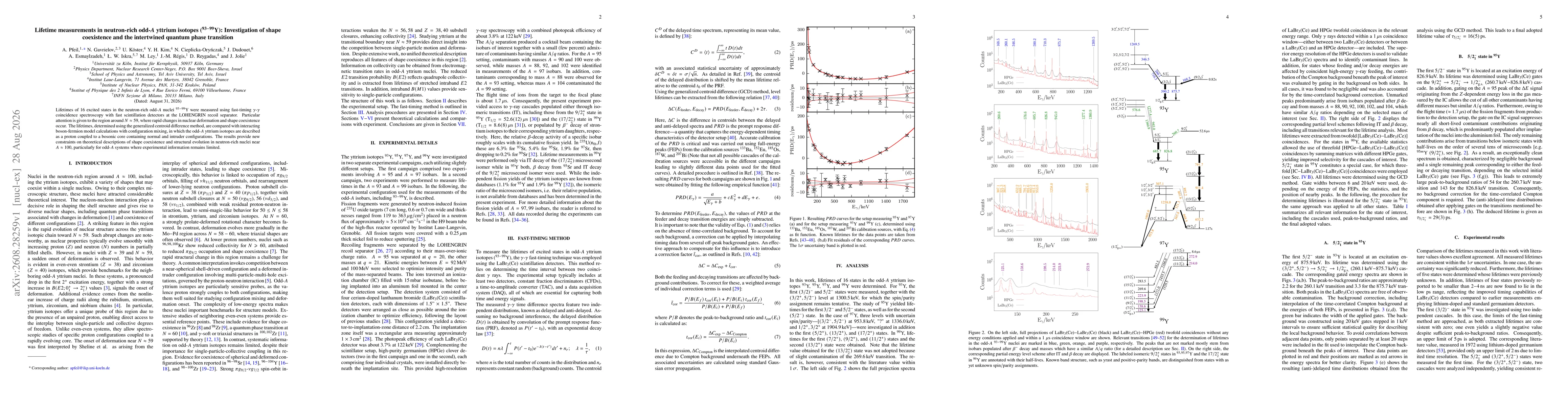 Thumbnail for Lifetime measurements in neutron-rich odd-A yttrium isotopes ($^{93-99}$Y): Investigation of shape coexistence and the intertwined quantum phase transition