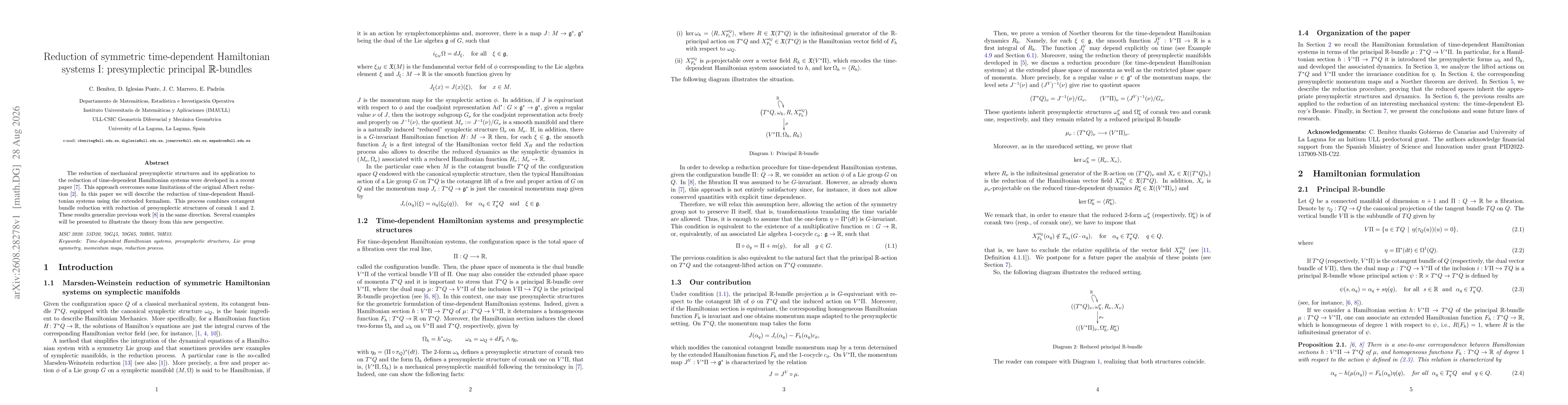 Thumbnail for Reduction of symmetric time-dependent Hamiltonian systems I: presymplectic principal $\mathbb{R}$-bundles