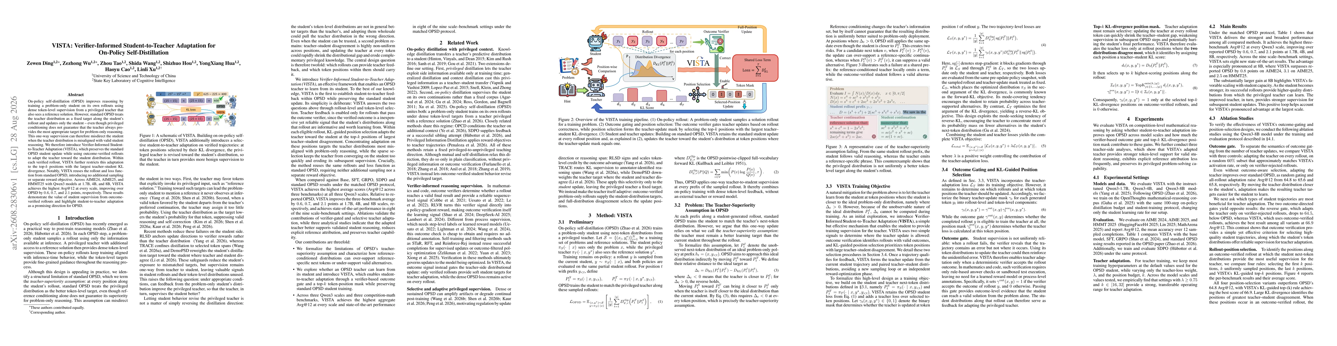 Thumbnail for VISTA: Verifier-Informed Student-to-Teacher Adaptation for On-Policy Self-Distillation