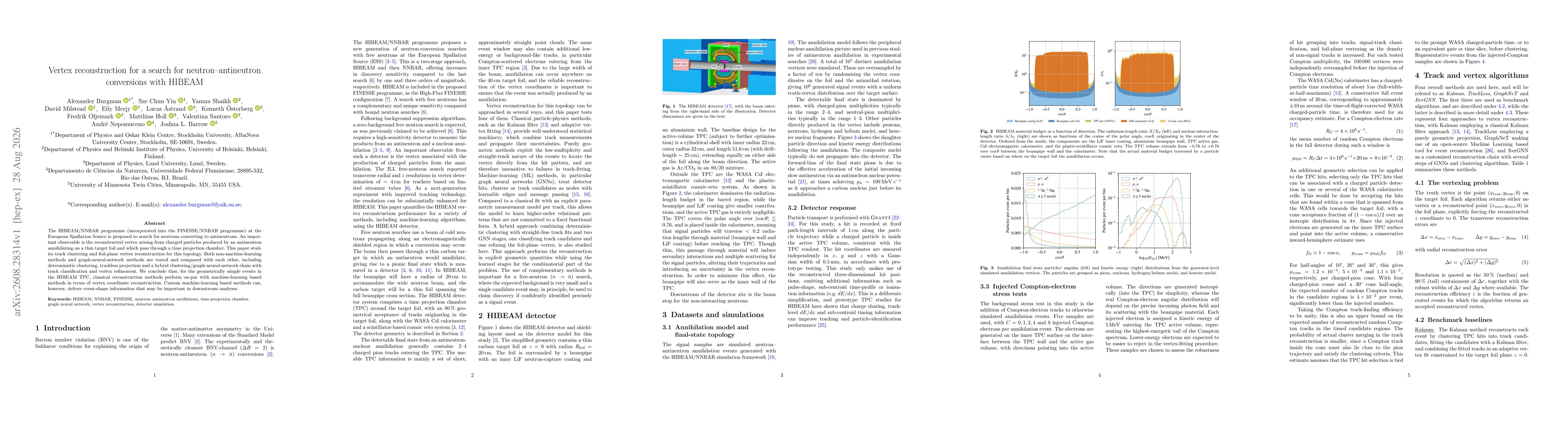 Thumbnail for Vertex reconstruction for a search for neutron-antineutron conversions with HIBEAM