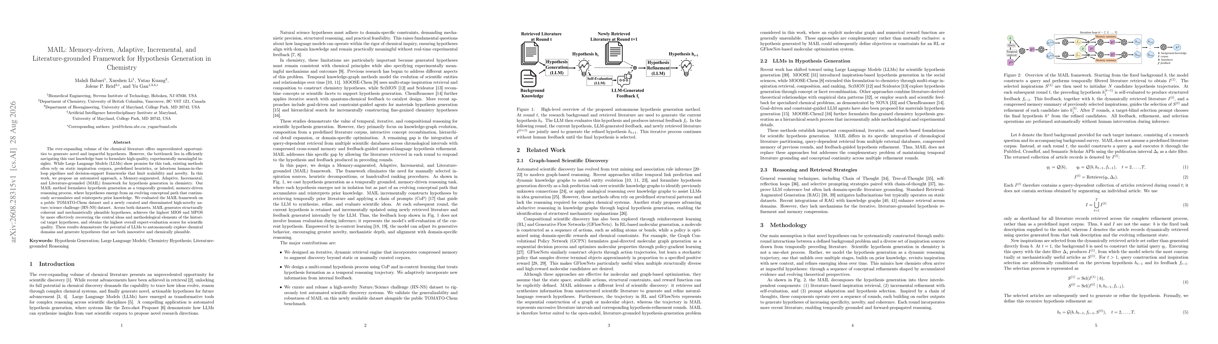 Thumbnail for MAIL: Memory-driven, Adaptive, Incremental, and Literature-grounded Framework for Hypothesis Generation in Chemistry