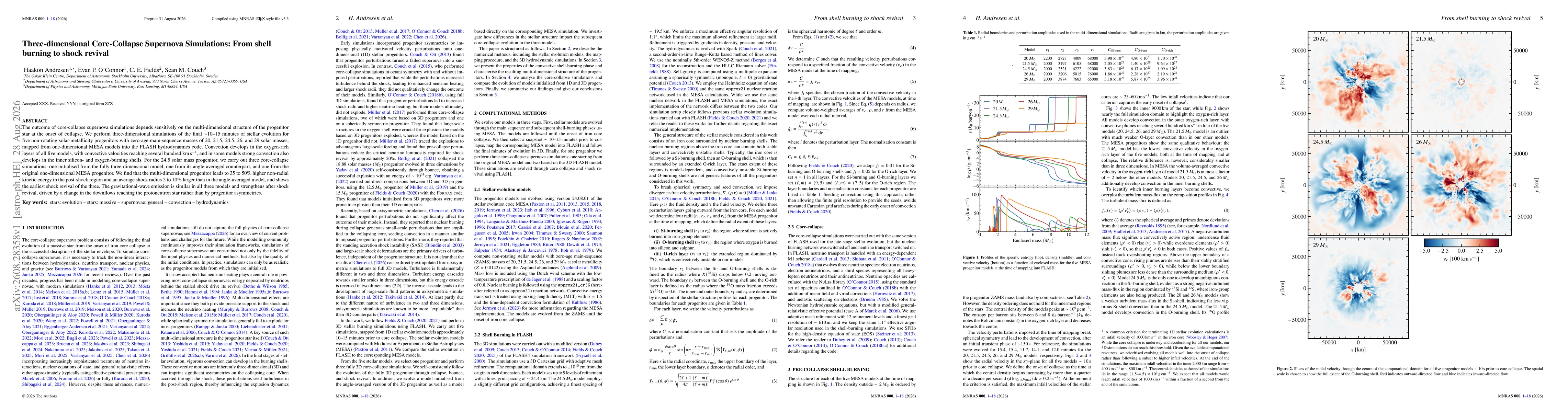 Thumbnail for Three-dimensional Core-Collapse Supernova Simulations: From shell burning to shock revival