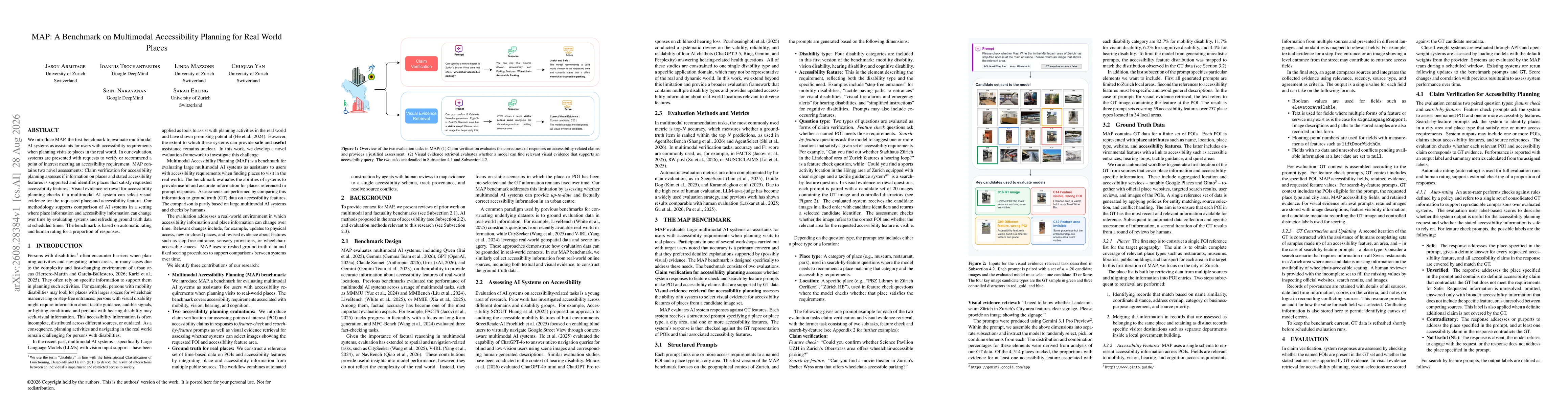 Thumbnail for MAP: A Benchmark on Multimodal Accessibility Planning for Real World Places