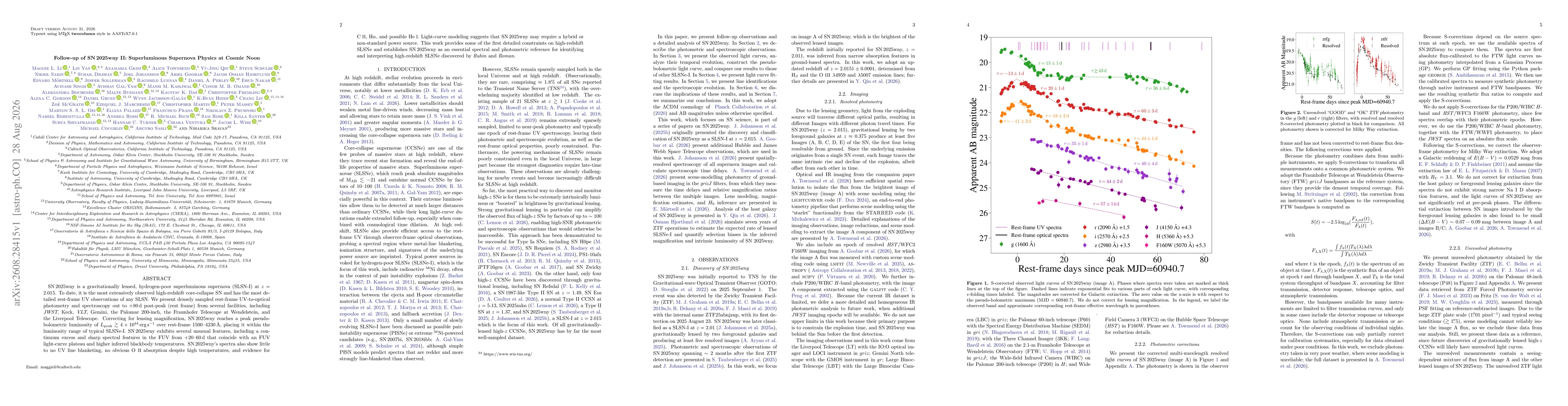 Thumbnail for Follow-up of SN 2025wny II: Superluminous Supernova Physics at Cosmic Noon
