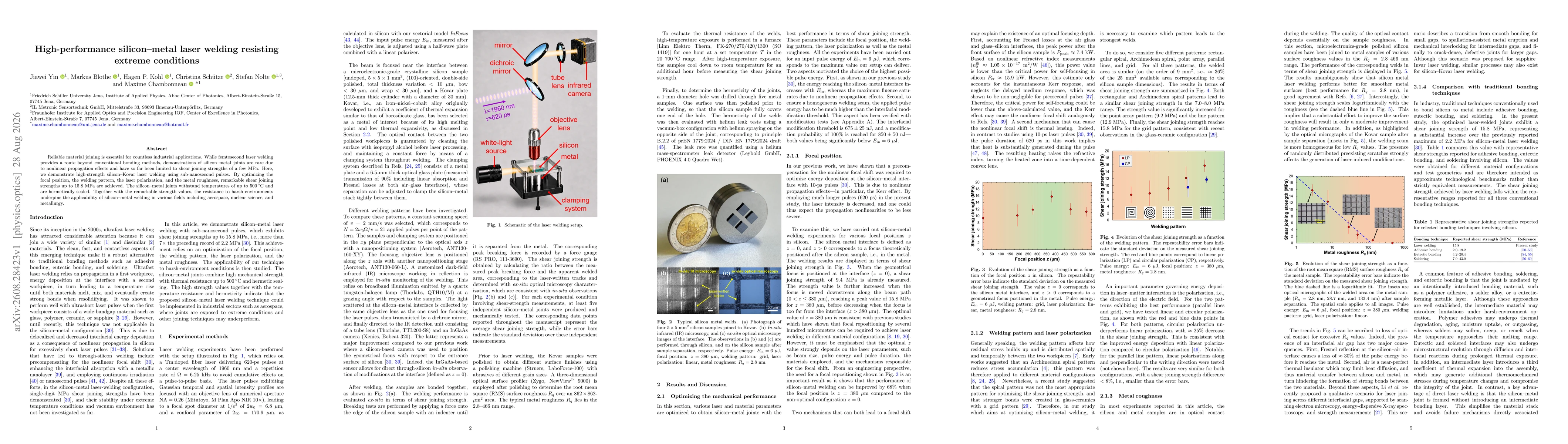 Thumbnail for High-performance silicon-metal laser welding resisting extreme conditions