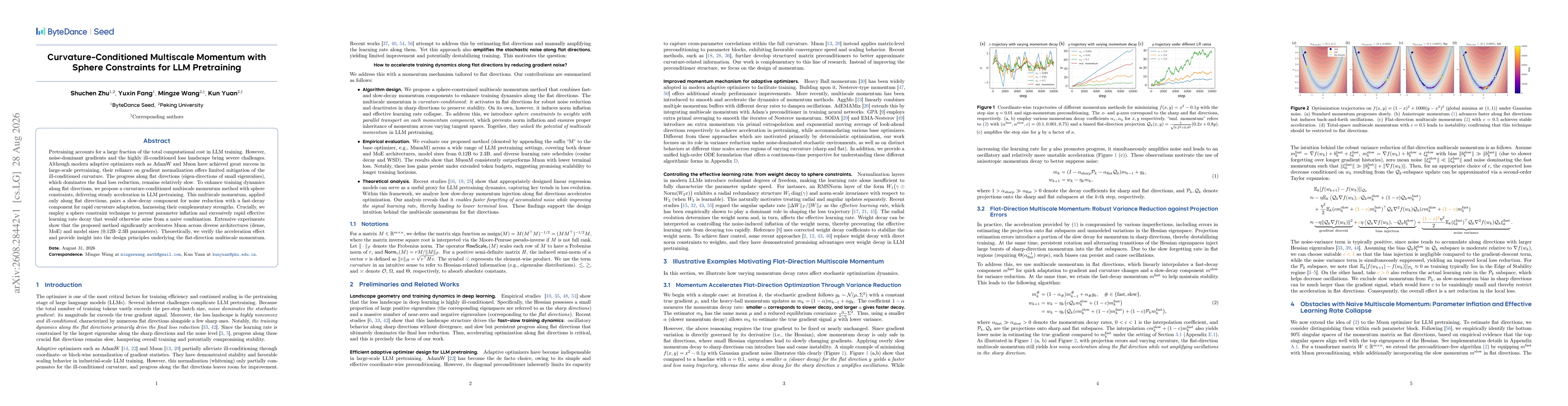 Thumbnail for Curvature-Conditioned Multiscale Momentum with Sphere Constraints for LLM Pretraining