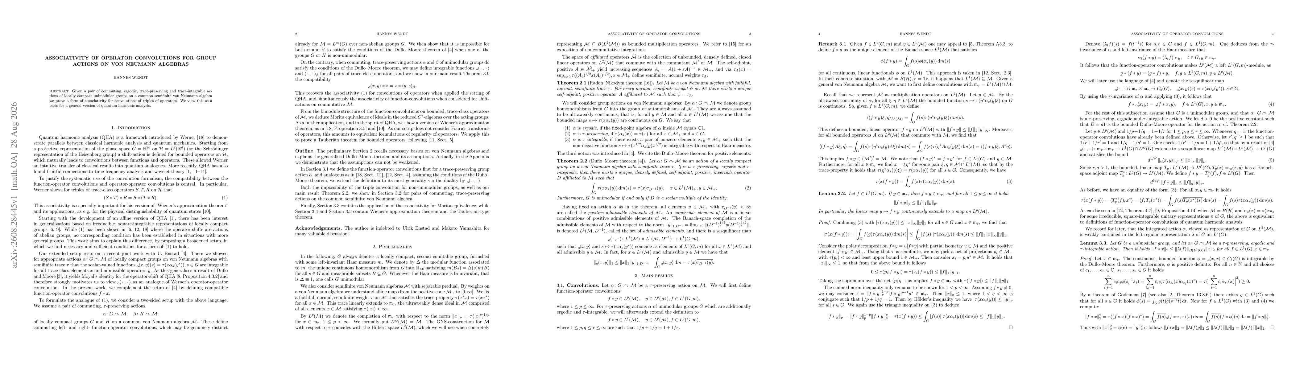 Thumbnail for Associativity of operator convolutions for group actions on von Neumann algebras