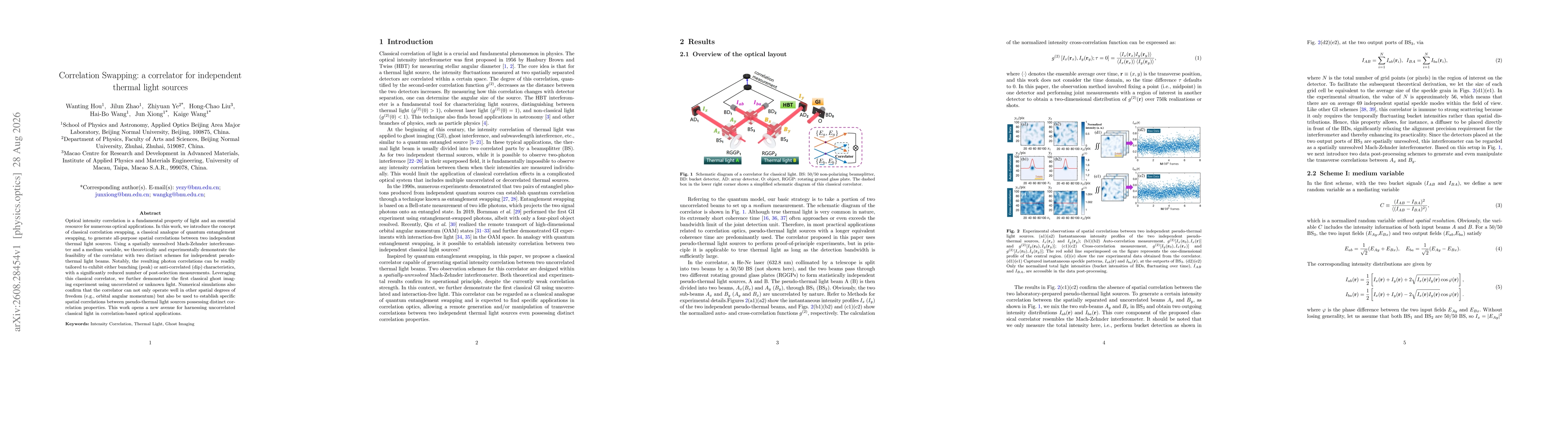 Thumbnail for Correlation Swapping: a correlator for independent thermal light sources