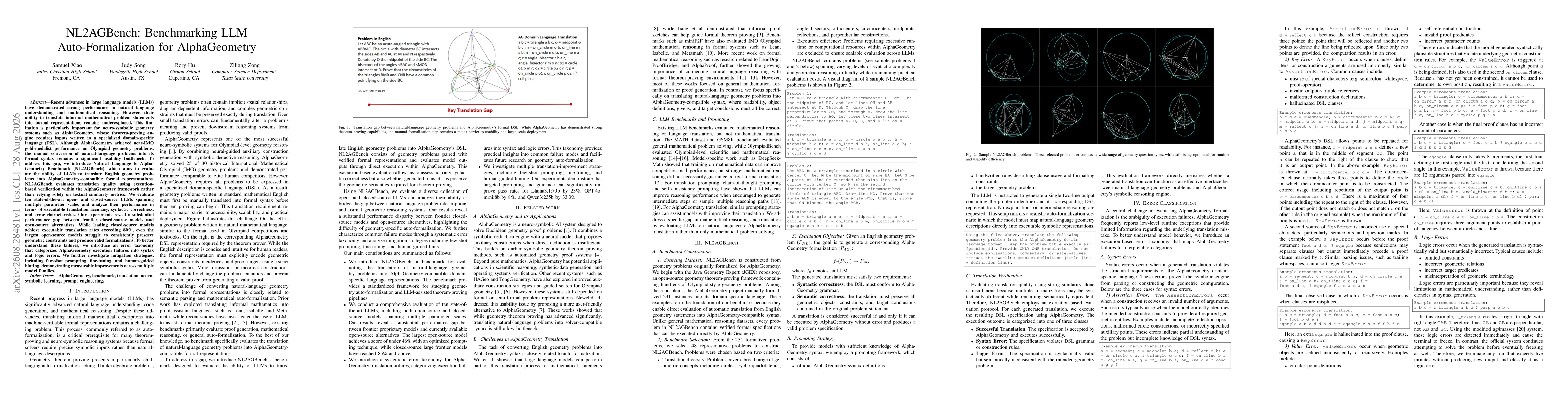 Thumbnail for NL2AGBench: Benchmarking LLM Auto-Formalization for AlphaGeometry