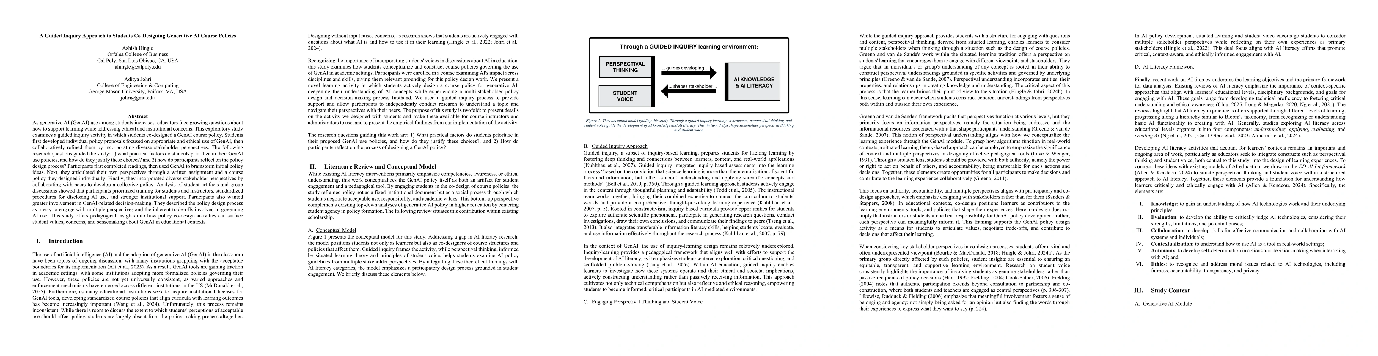 Thumbnail for A Guided Inquiry Approach to Students Co-Designing Generative AI Course Policies