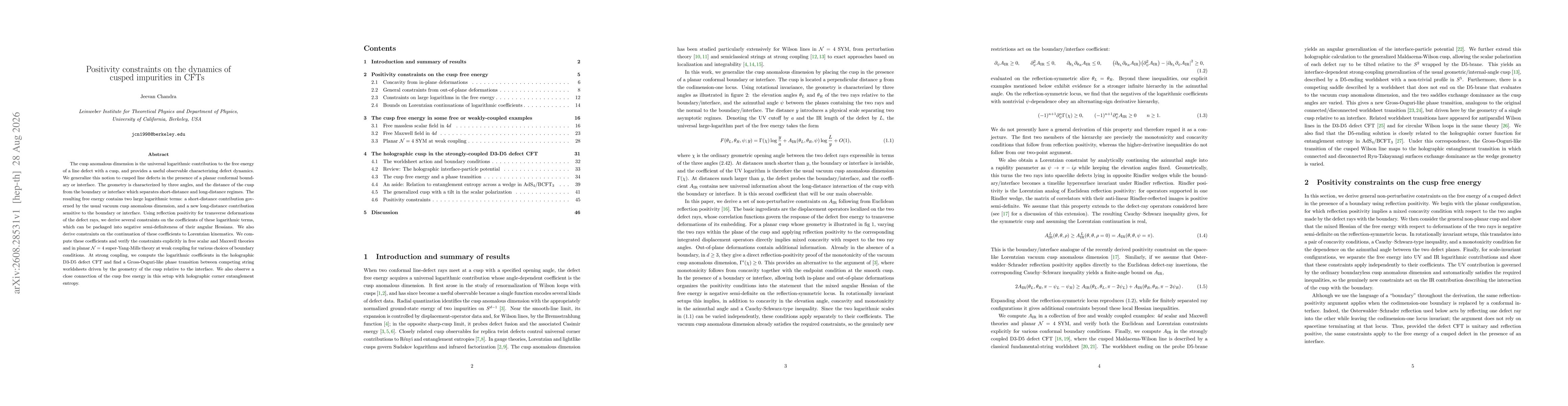 Thumbnail for Positivity constraints on the dynamics of cusped impurities in CFTs