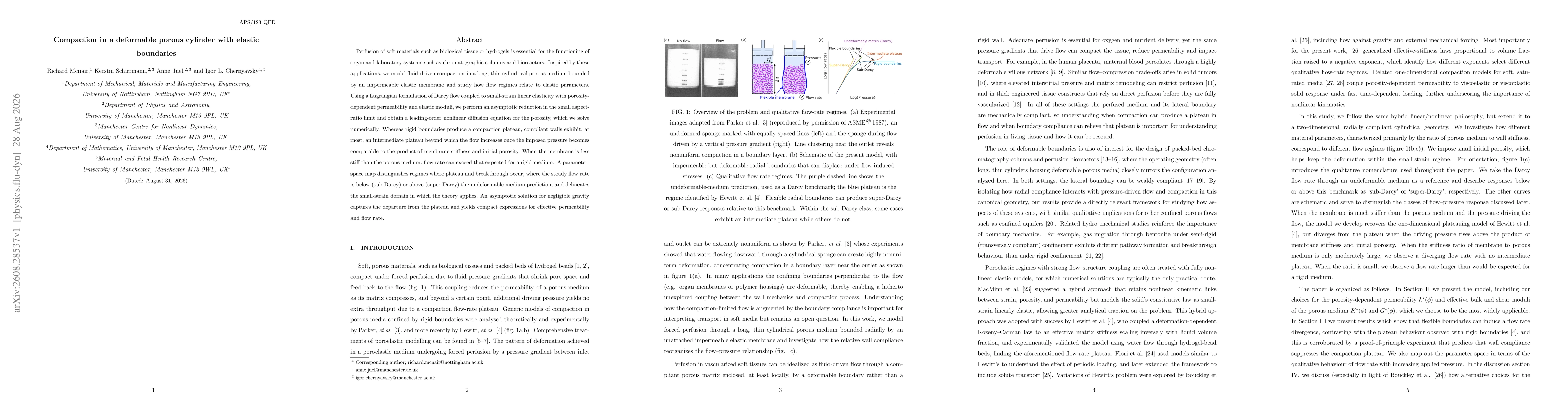 Thumbnail for Compaction in a deformable porous cylinder with elastic boundaries