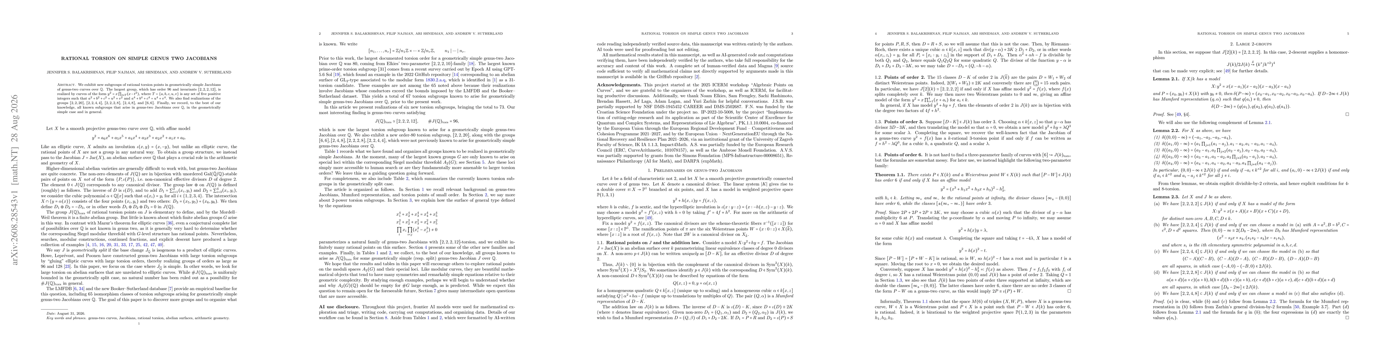 Thumbnail for Rational torsion on simple genus two Jacobians