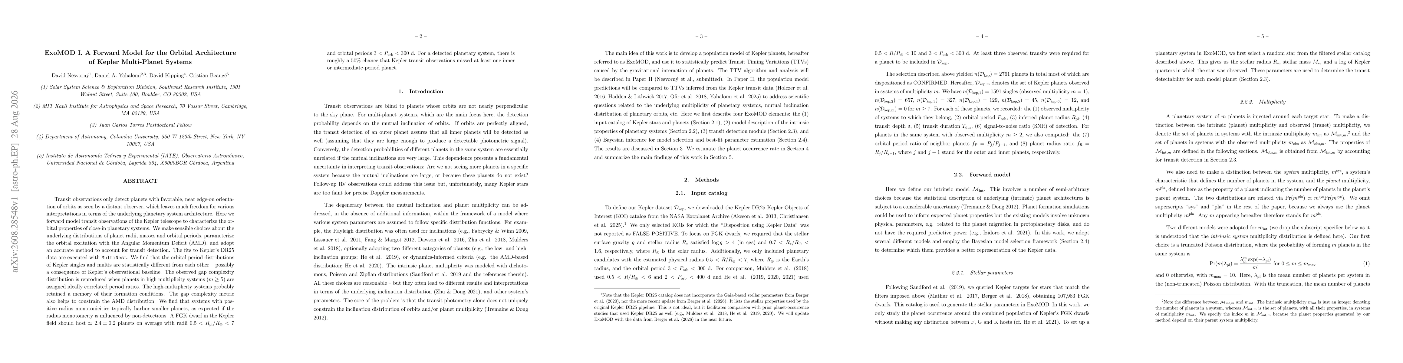 Thumbnail for ExoMOD I. A Forward Model for the Orbital Architecture of Kepler Multi-Planet Systems