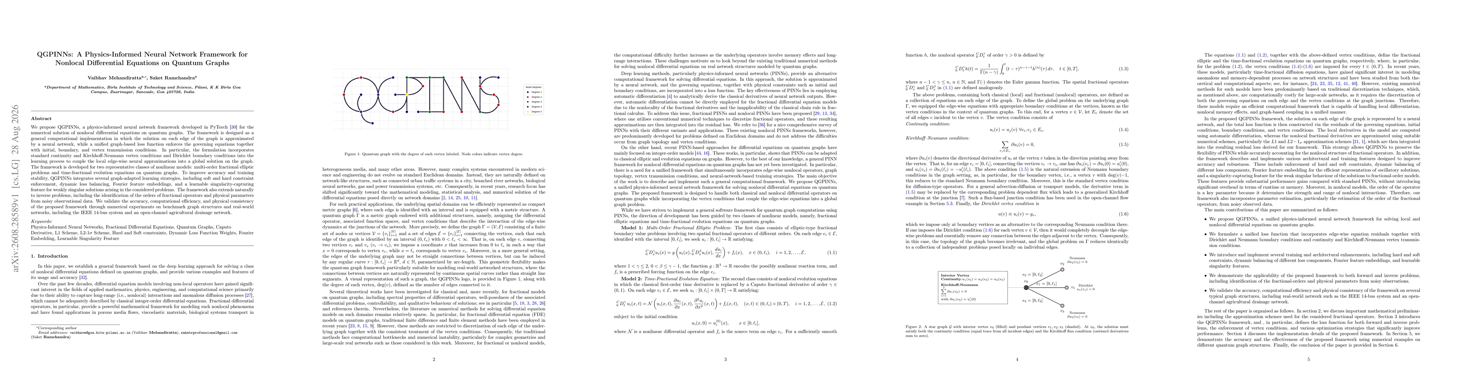 Thumbnail for QGPINNs: A Physics-Informed Neural Network Framework for Nonlocal Differential Equations on Quantum Graphs