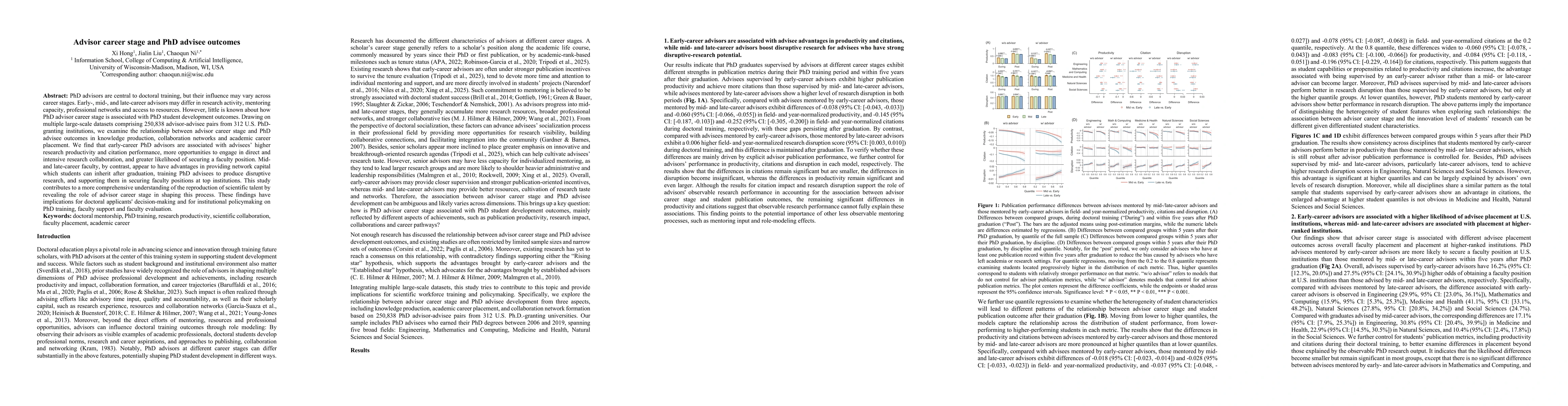 Thumbnail for Advisor career stage and PhD advisee outcomes