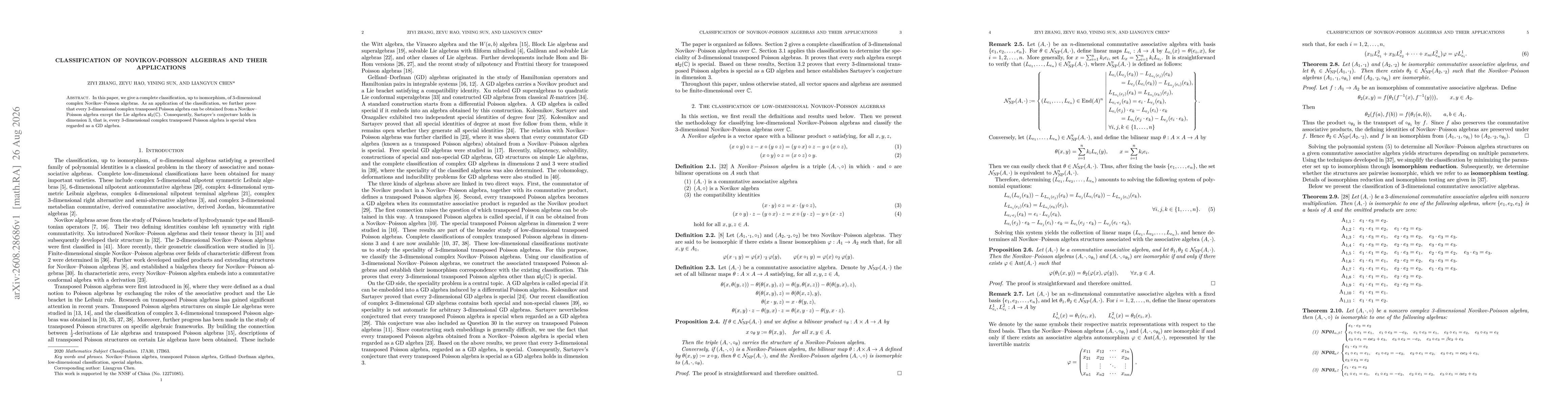Thumbnail for Classification of Novikov-Poisson Algebras and Their Applications