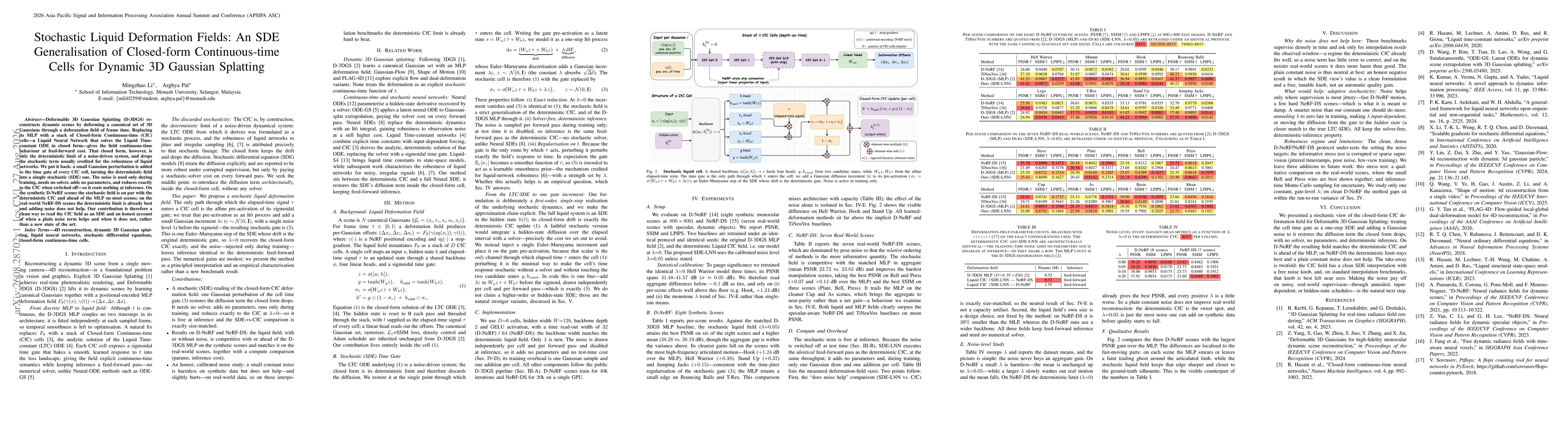 Thumbnail for Stochastic Liquid Deformation Fields: An SDE Generalisation of Closed-Form Continuous-Time Cells for Dynamic 3D Gaussian Splatting