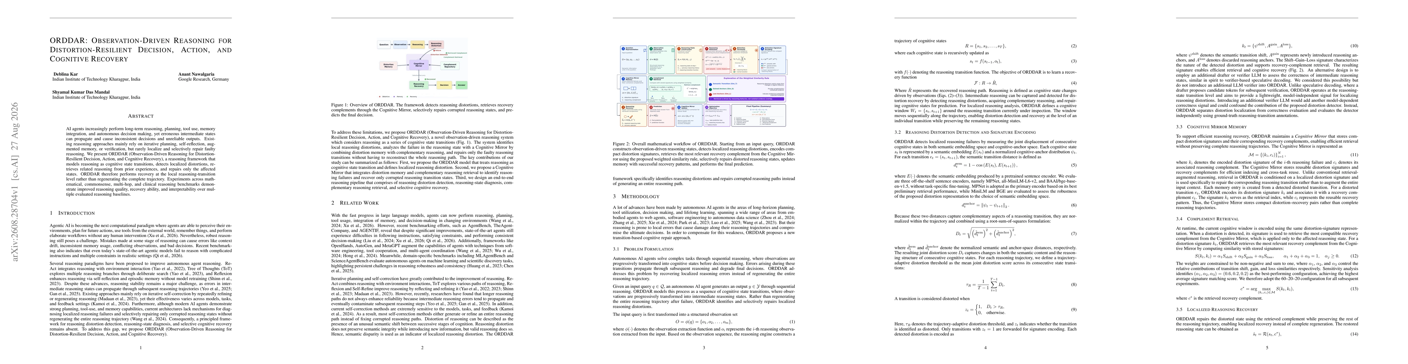 Thumbnail for ORDDAR: Observation-Driven Reasoning for Distortion-Resilient Decision, Action, and Cognitive Recovery