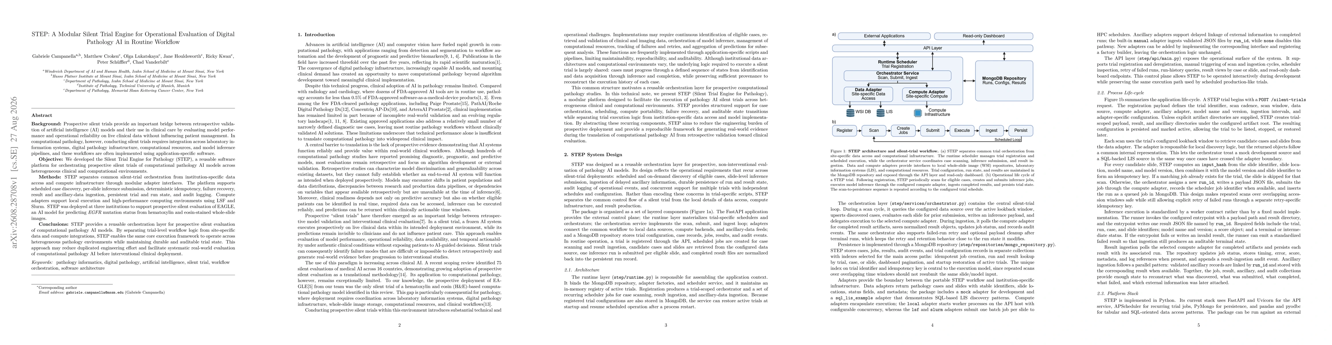 Thumbnail for STEP: A Modular Silent Trial Engine for Operational Evaluation of Digital Pathology AI in Routine Workflow