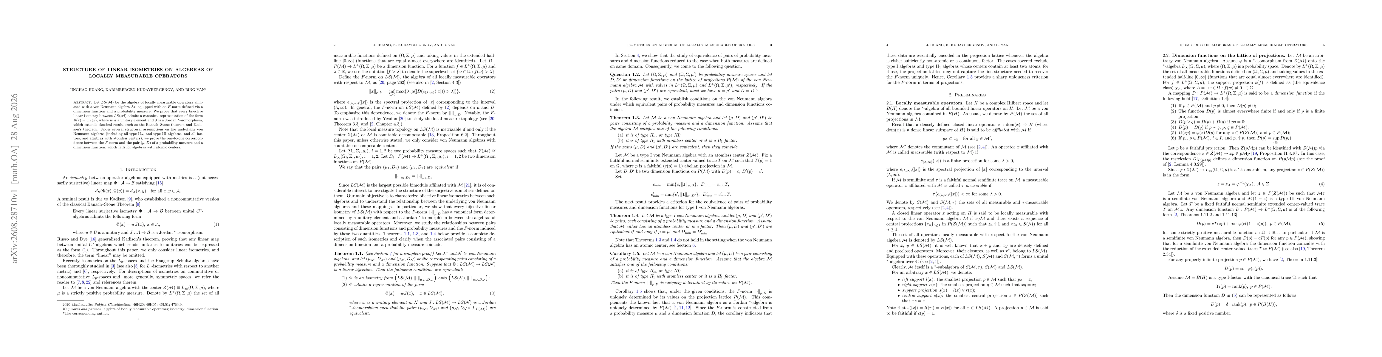 Thumbnail for Isometries on algebras of locally measurable operators
