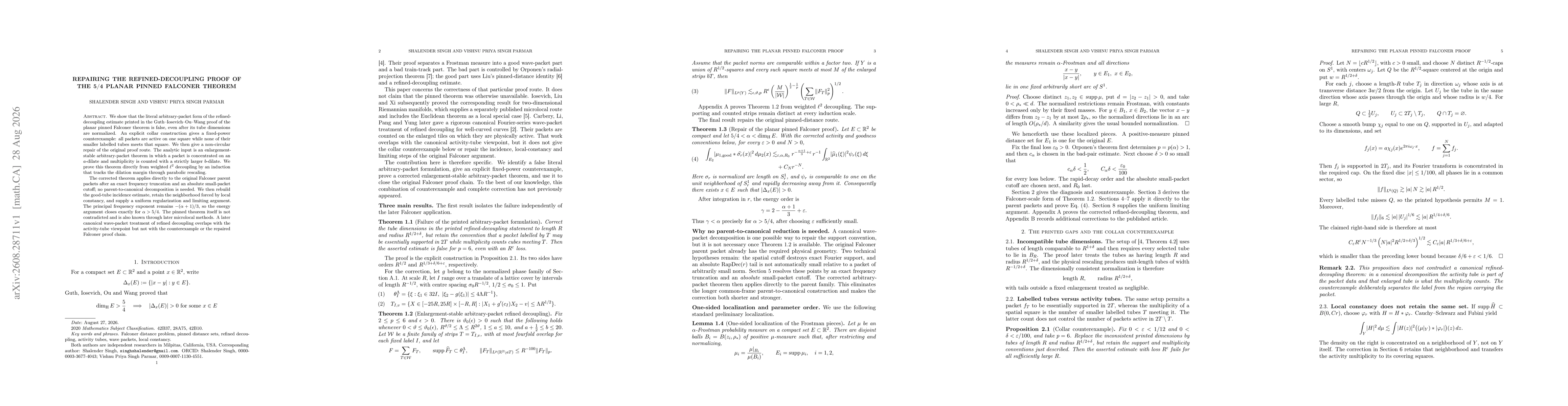 Thumbnail for Repairing the refined-decoupling proof of the 5/4 planar pinned Falconer theorem