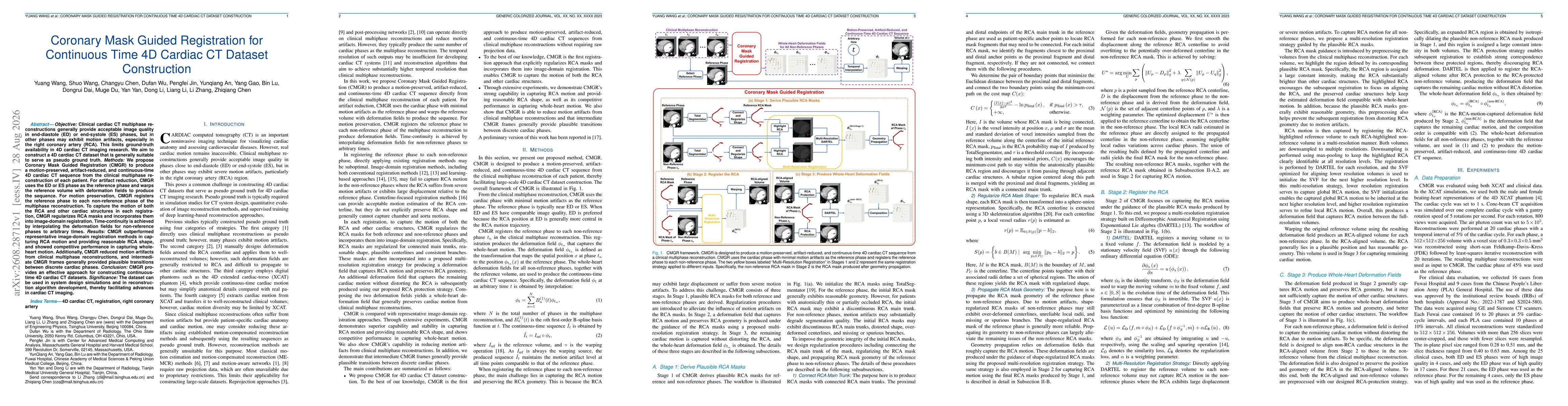Thumbnail for Coronary Mask Guided Registration for Continuous Time 4D Cardiac CT Dataset Construction