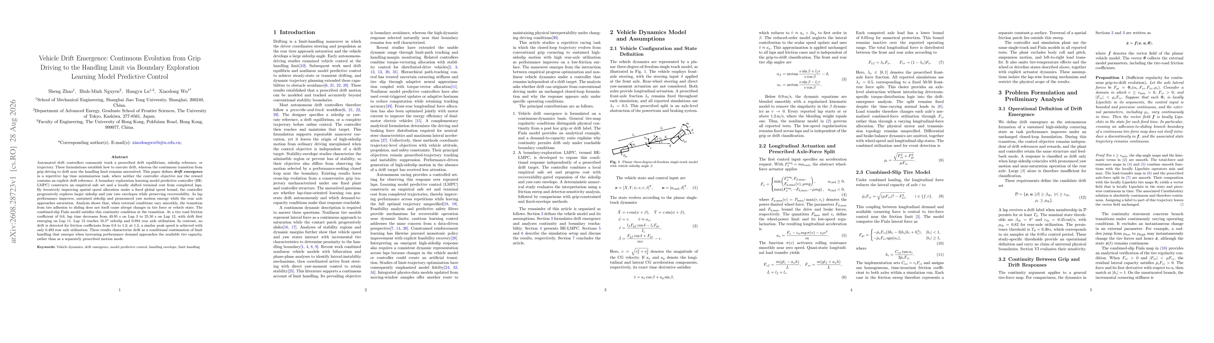 Thumbnail for Vehicle Drift Emergence: Continuous Evolution from Grip Driving to the Handling Limit via Boundary Exploration Learning Model Predictive Control