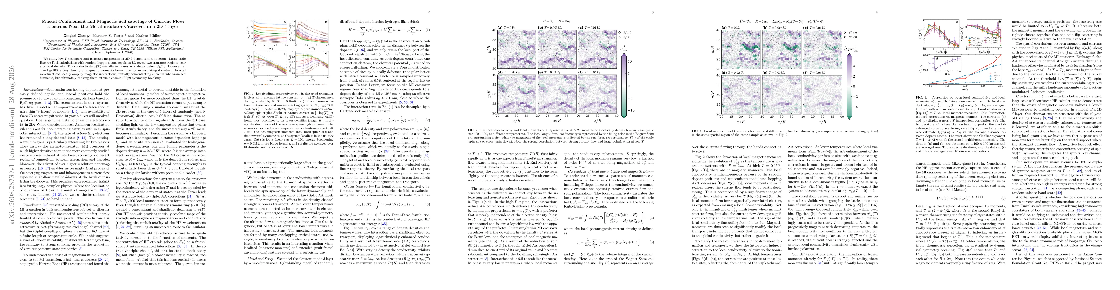 Thumbnail for Fractal Confinement and Magnetic Self-sabotage of Current Flow: Electrons Near the Metal-insulator Crossover in a 2D $δ$-layer