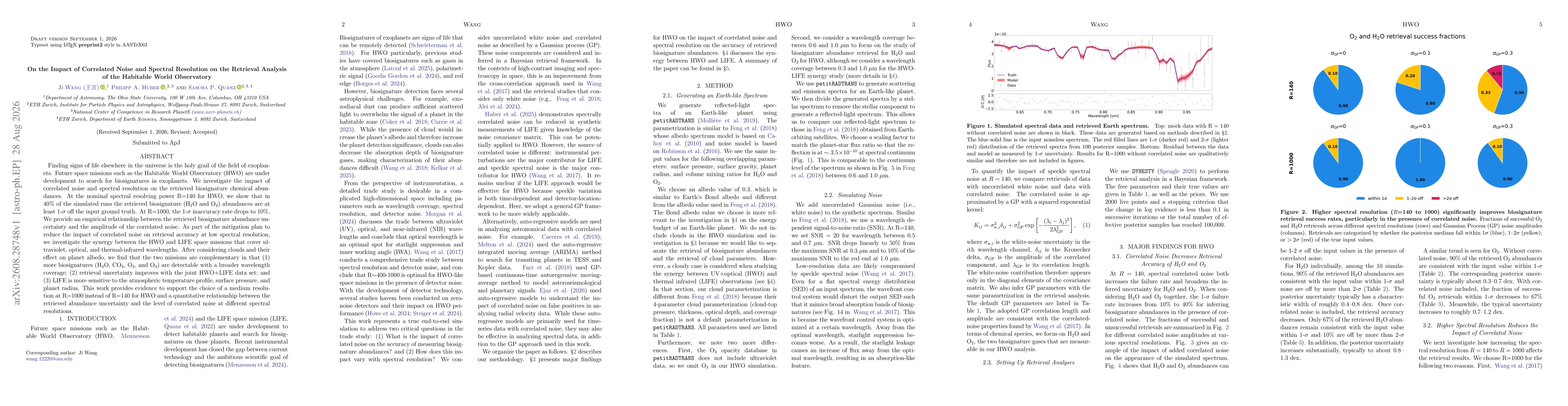 Thumbnail for On the Impact of Correlated Noise and Spectral Resolution on the Retrieval Analysis of the Habitable World Observatory