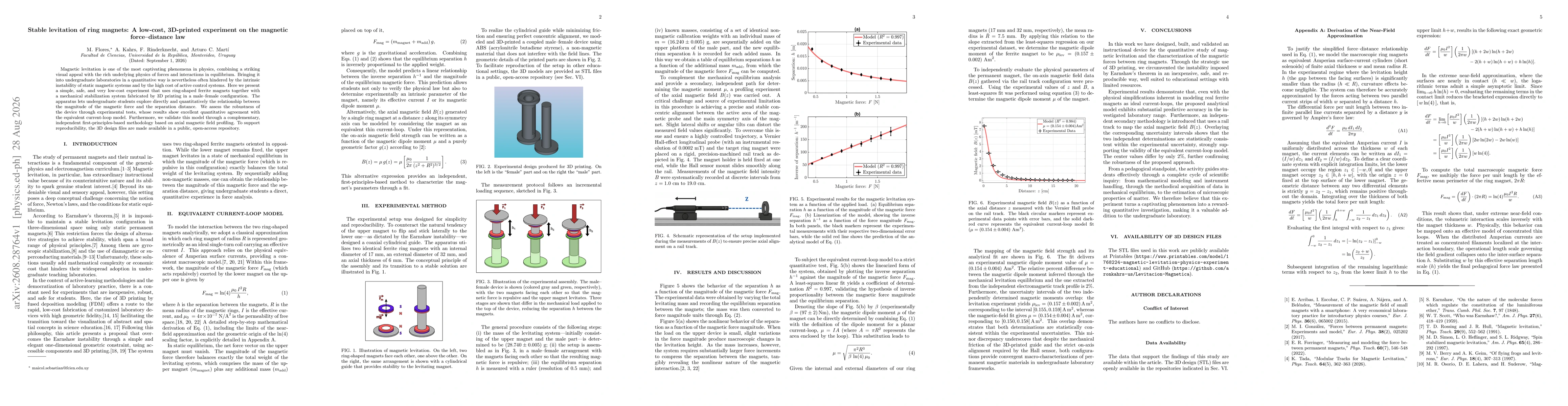 Thumbnail for Stable levitation of ring magnets: A low-cost, 3D-printed experiment on the magnetic force-distance law
