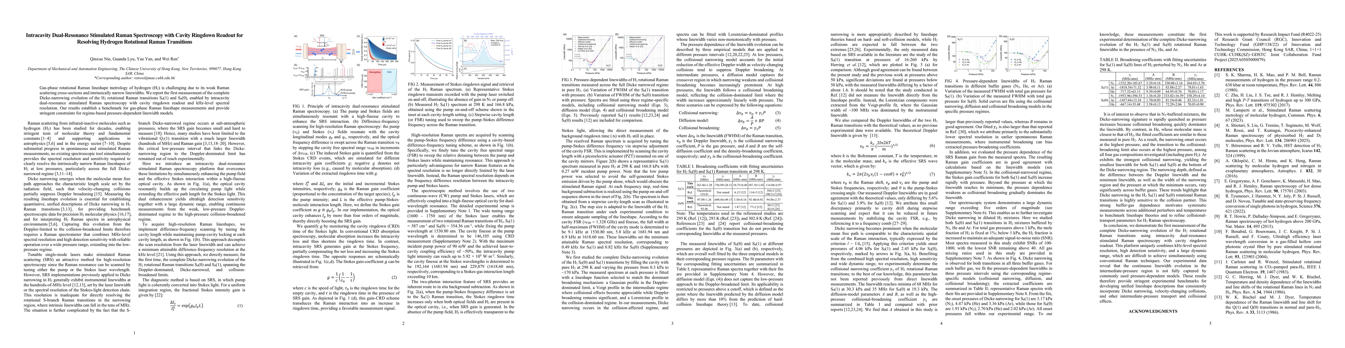 Thumbnail for Intracavity Dual-Resonance Stimulated Raman Spectroscopy with Cavity Ringdown Readout for Resolving Hydrogen Rotational Raman Transitions