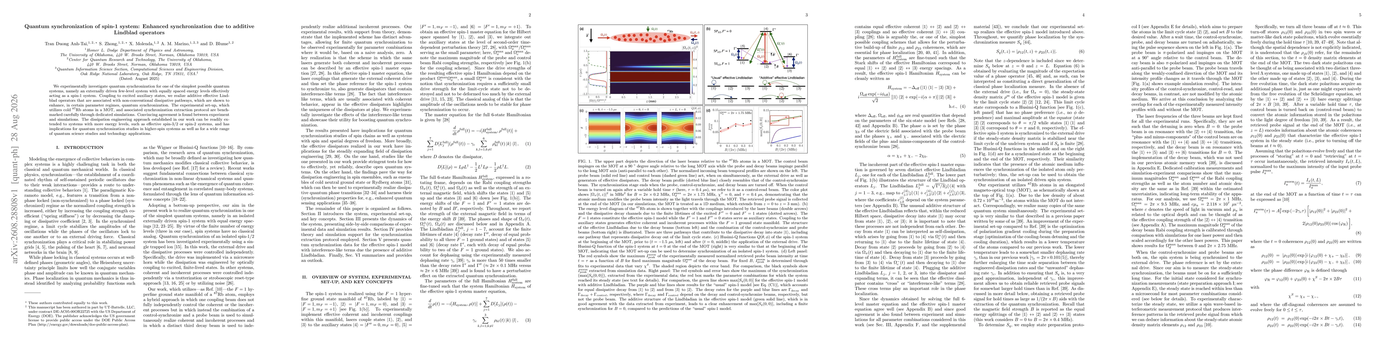 Thumbnail for Quantum synchronization of spin-1 system: Enhanced synchronization due to additive Lindblad operators