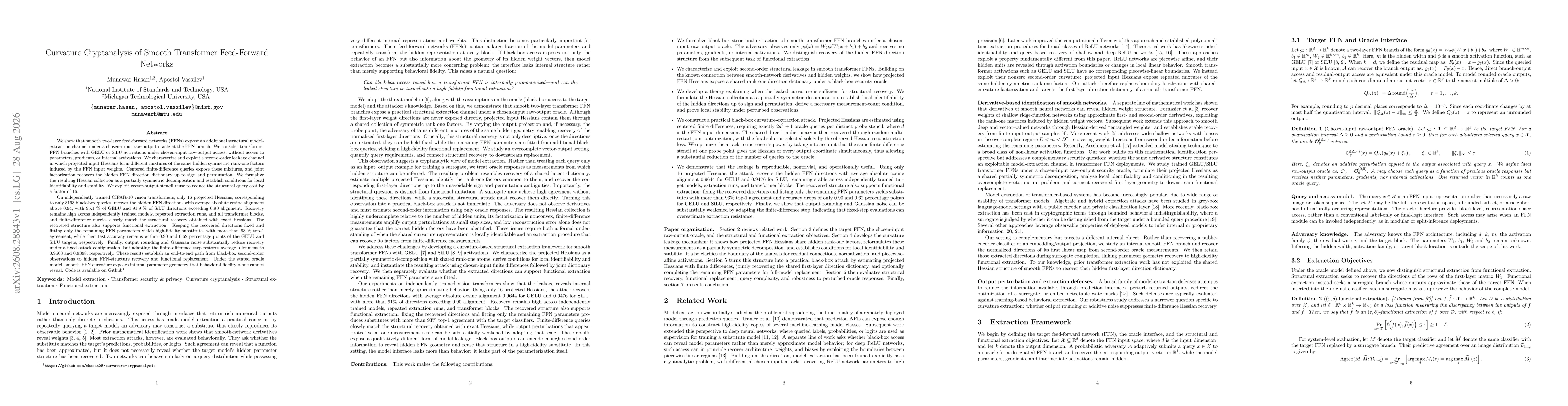 Thumbnail for Curvature Cryptanalysis of Smooth Transformer Feed-Forward Networks