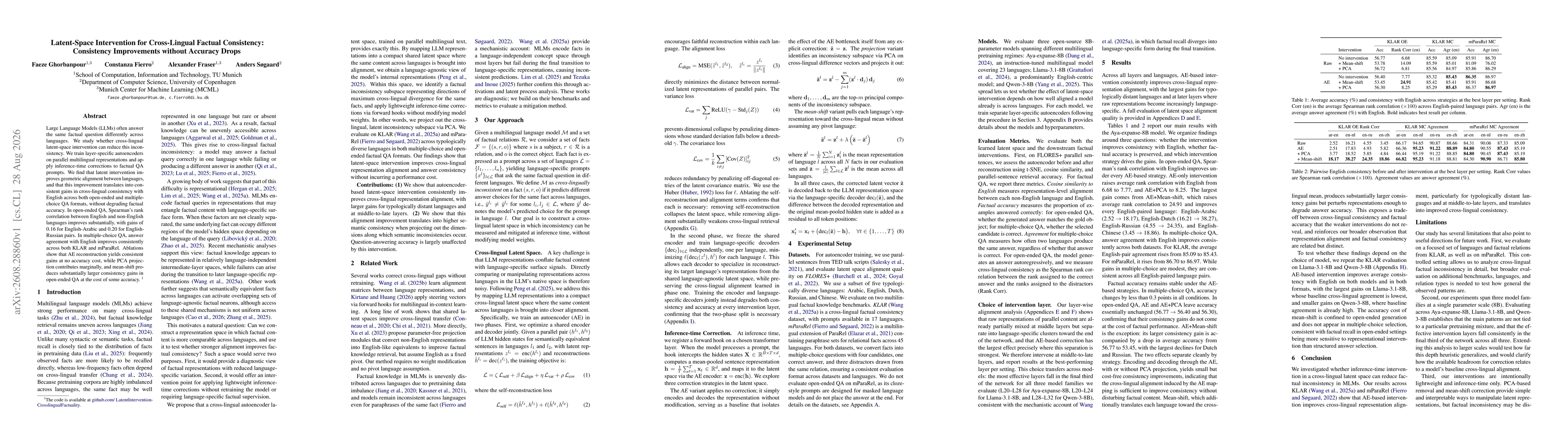 Thumbnail for Latent-Space Intervention for Cross-Lingual Factual Consistency: Consistency Improvements without Accuracy Drops