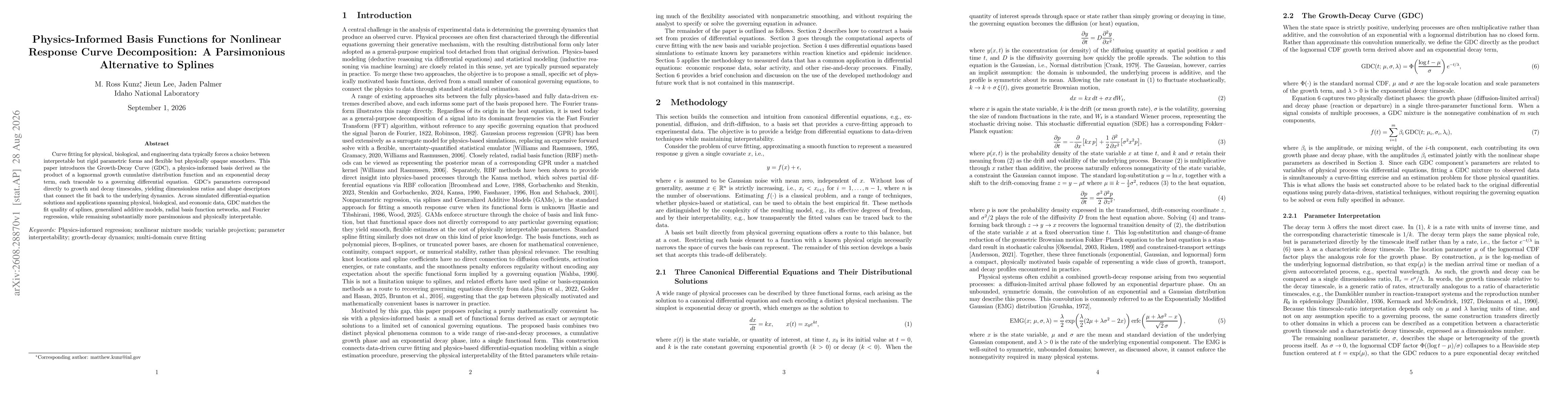 Thumbnail for Physics-Informed Basis Functions for Nonlinear Response Curve Decomposition: A Parsimonious Alternative to Splines