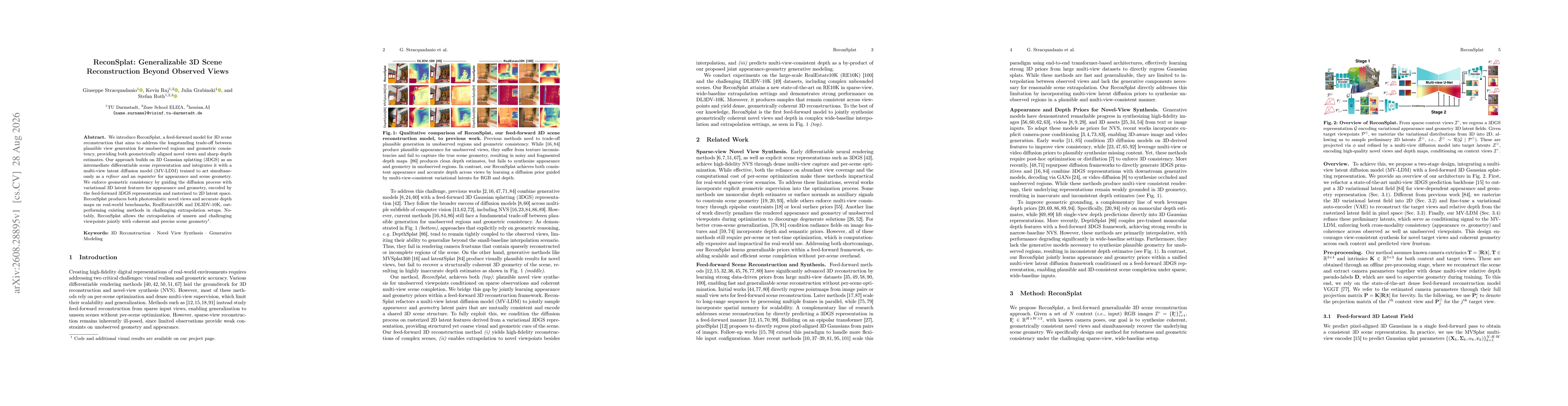 Thumbnail for ReconSplat: Generalizable 3D Scene Reconstruction Beyond Observed Views