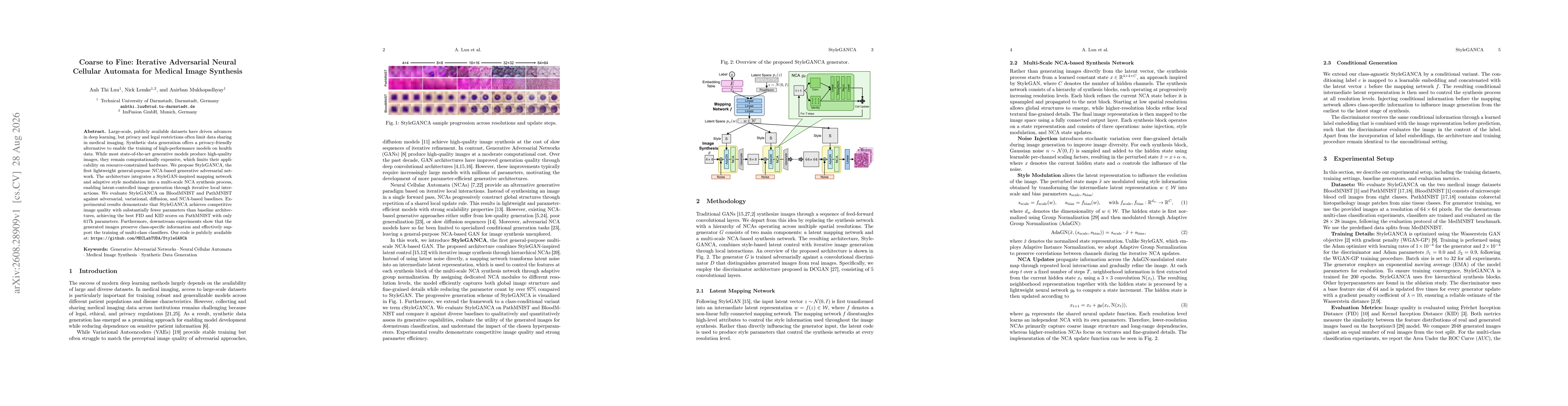 Thumbnail for Coarse to Fine: Iterative Adversarial Neural Cellular Automata for Medical Image Synthesis