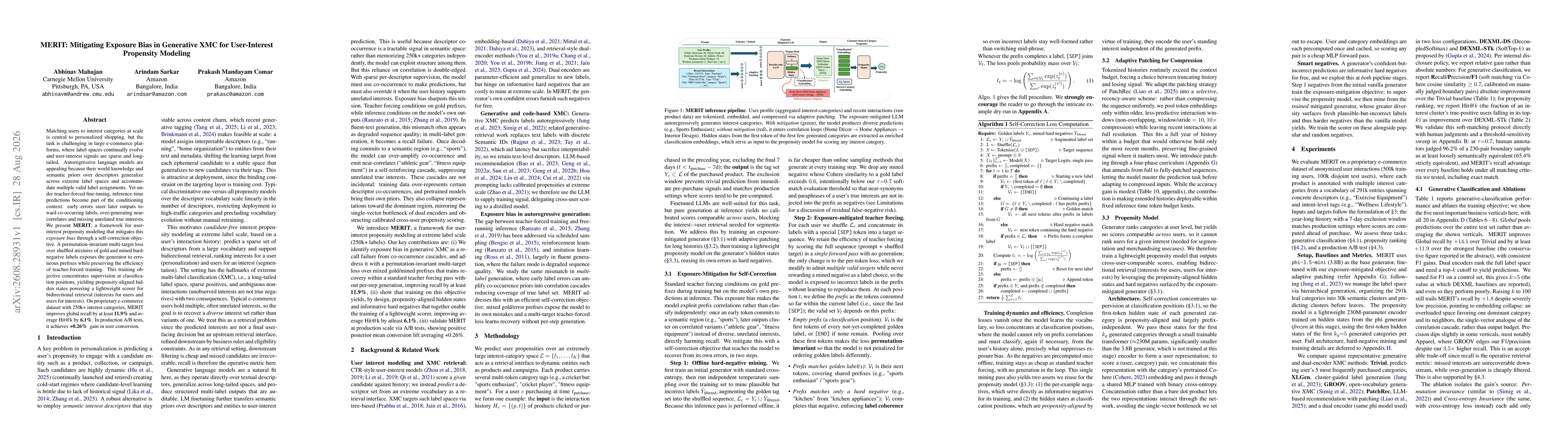 Thumbnail for MERIT: Mitigating Exposure Bias in Generative XMC for User-Interest Propensity Modeling