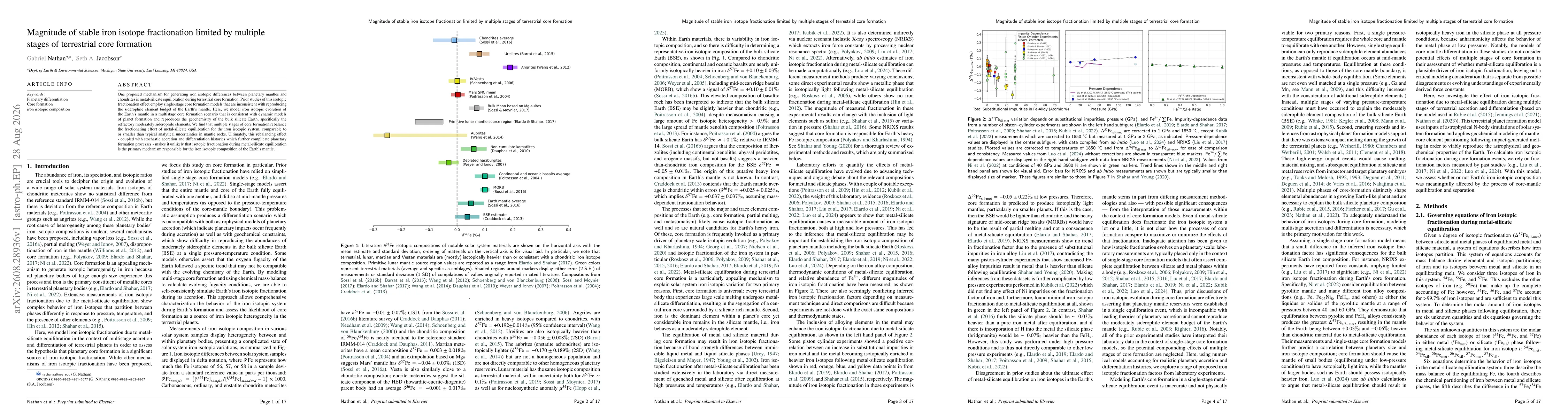Thumbnail for Magnitude of stable iron isotope fractionation limited by multiple stages of terrestrial core formation