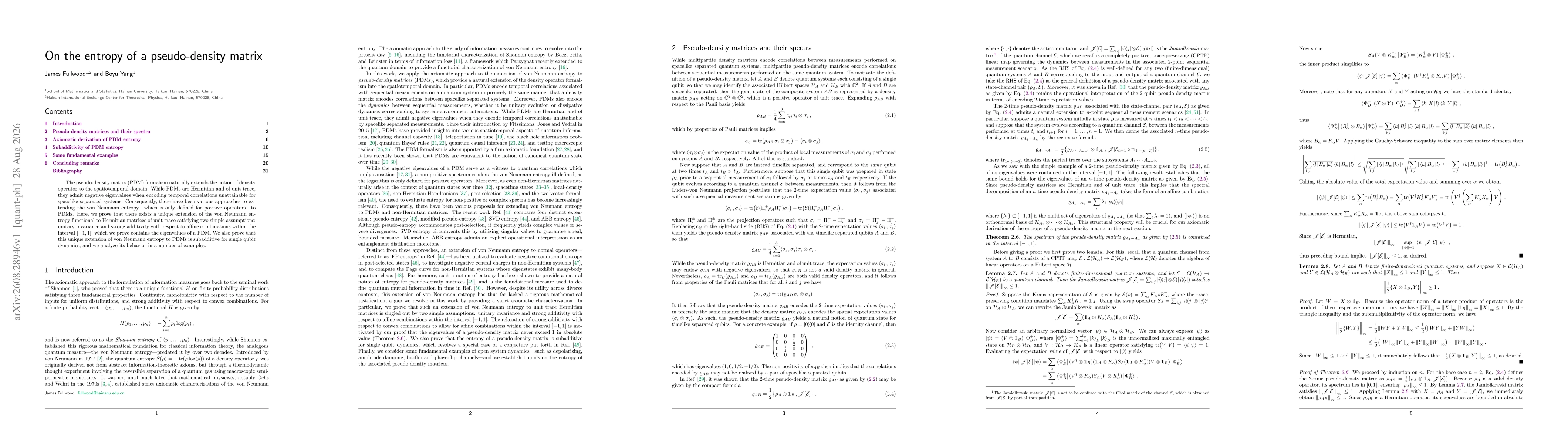 Thumbnail for On the entropy of a pseudo-density matrix